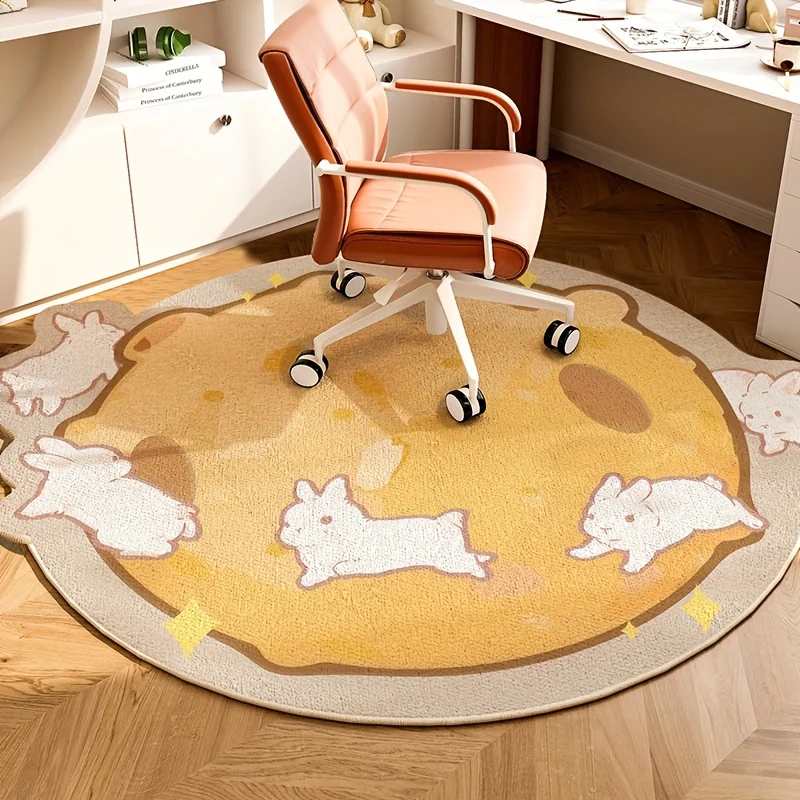 

Плюшевый ковер VIKAMA с узором под искусственный кроличий мех, нескользящий, пушистый, круглый, для спальни, гостиной, домашнего декора