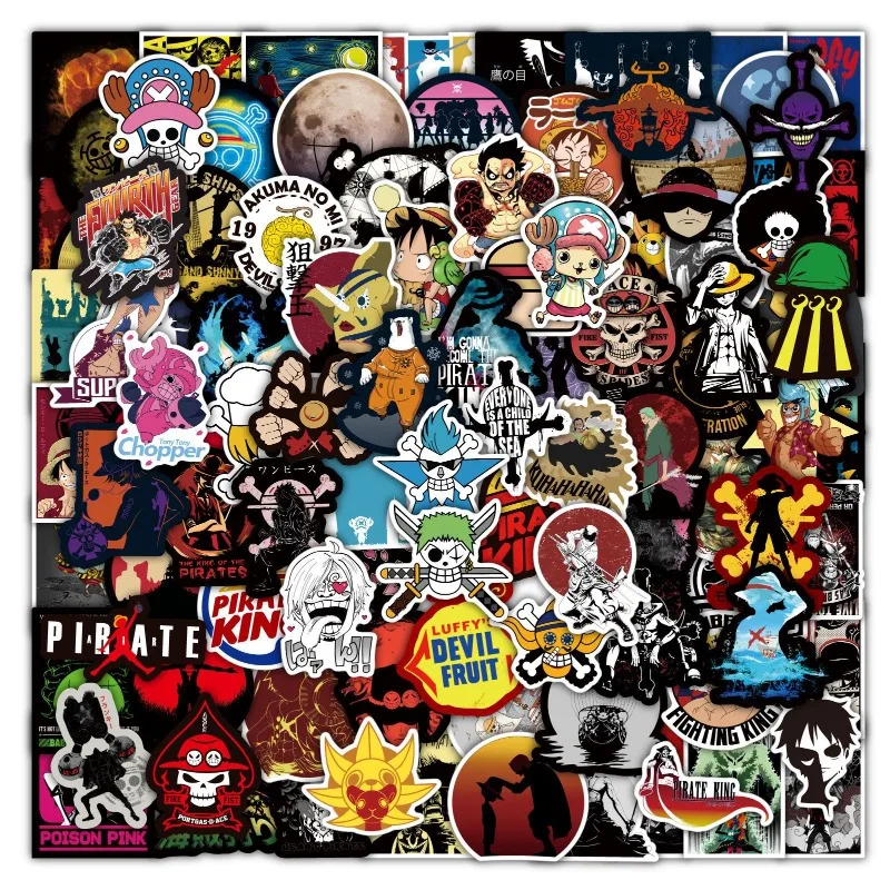 

100pcs One Piece Stickers Anime Cartoon DIY Decoration for Notebook Laptop Desk Gifts for Children