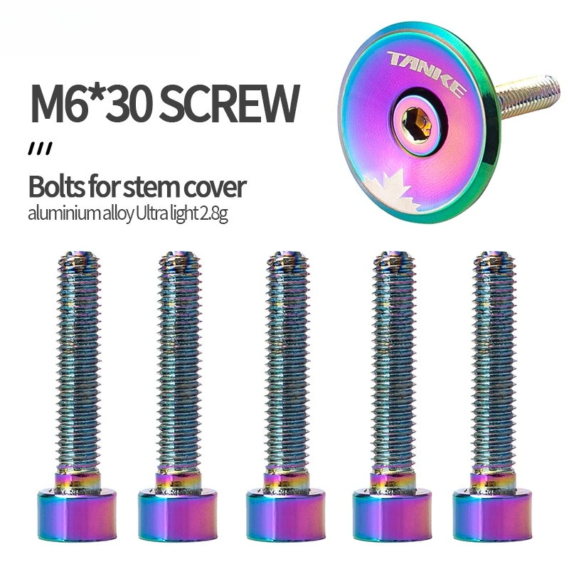 

Mountain Bike Highway Colorful Bowl Set Cover Screw, Vertical Cover Screw, Titanium Plated Colored Stainless Steel M6 * 30 Screw