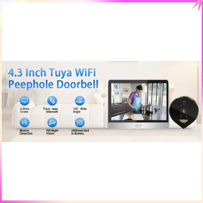 B68C جرس الباب الرقمي للرؤية الليلية عين القطة - مراقبة Tuya Wifi الذكية لمنزلك