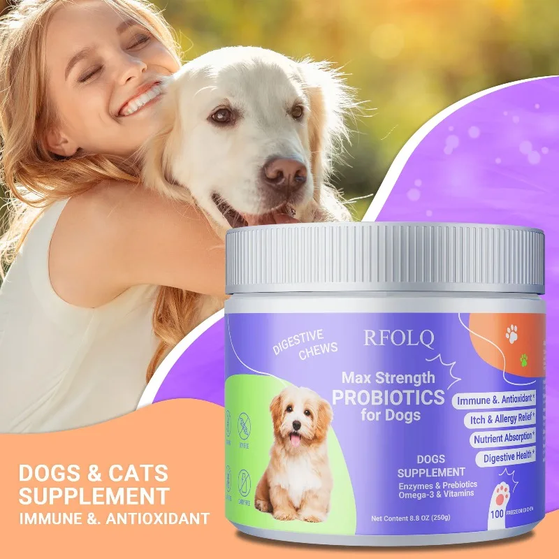 

Probiotics for Dogs - Seasonal Allergy Relief, Reduces Diarrhea and Gas, Promote Gut Health, Maintain Digestive Balance