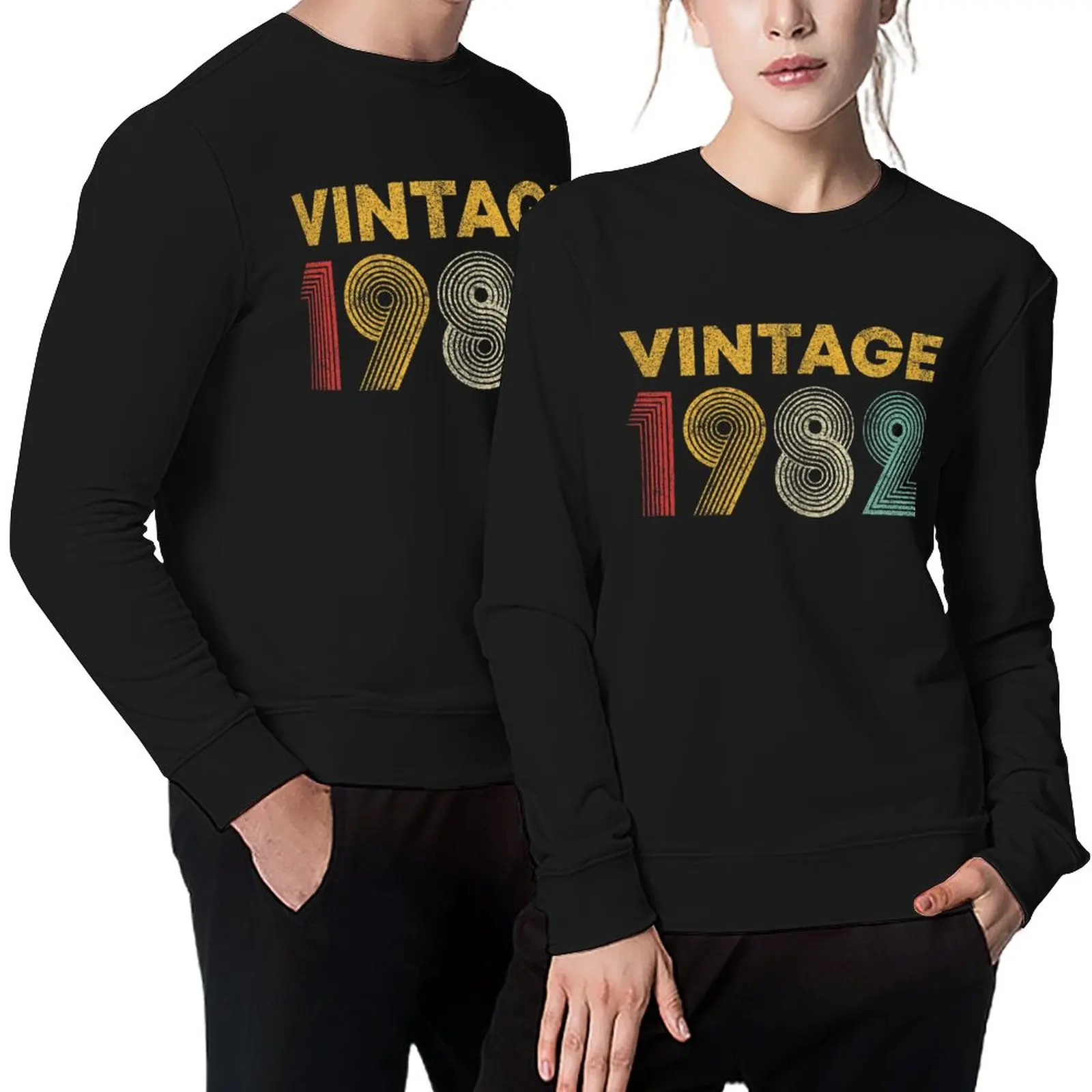 

Unisex Cotton 40th Anniversary Vintage 1982 Men Casual Thickened Adult Fleece Crewneck Sweatshirt Pullover Hoodies Birthday Gift