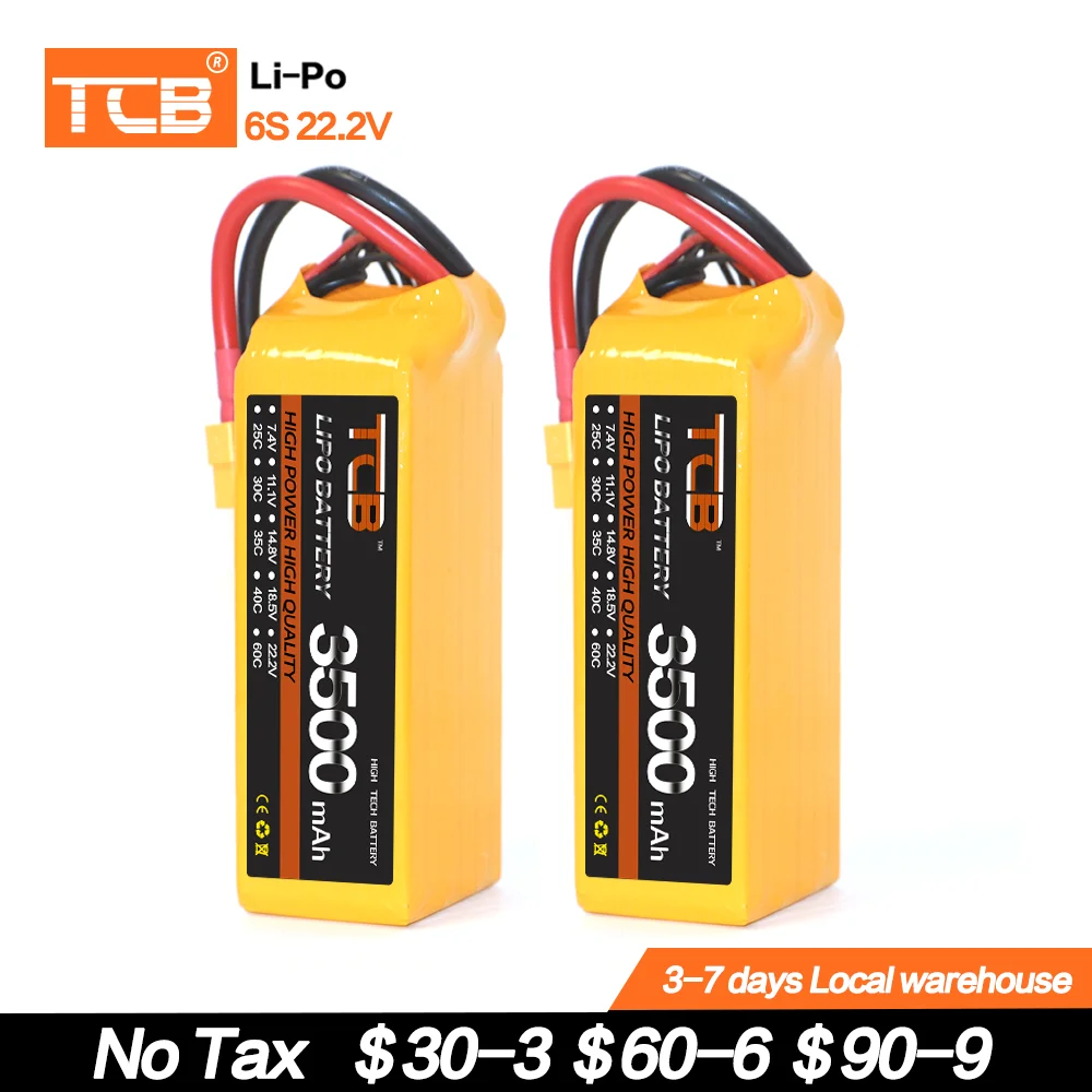 TCB Batteries 6S 22.2V 3500mAh 60C RC LiPo Battery For RC Airplane Drone Quadcopter Car Boat Truck 6S RC Batteries Burst 120C