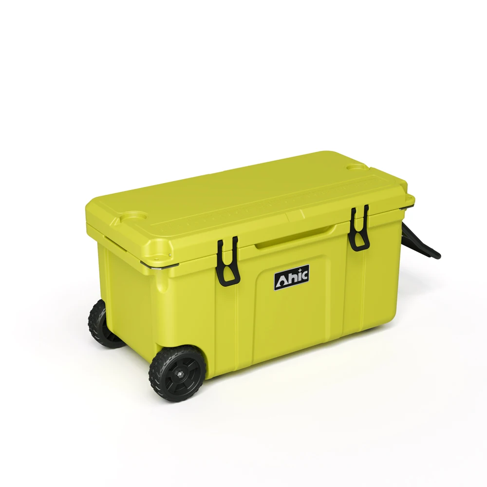 75L Portable Rotomolded Wheeled Ice Chest Thermal Food Storage for Beach Fishing Wine Cans Camping Outdoor Large Cooler Box