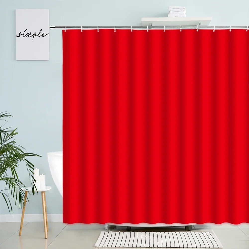 Red Shower Curtains Creative Solid Color Bath Curtain Set Modern Simple Fabric Bathroom Decoration Home Background Wall Hanging