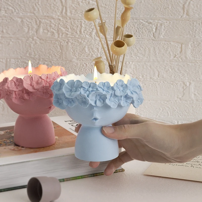 Girl Concrete Vase Silicone Mold Diy Candle Jar Mold Flower Pot Plaster Epoxy Resin Molds Home Decor