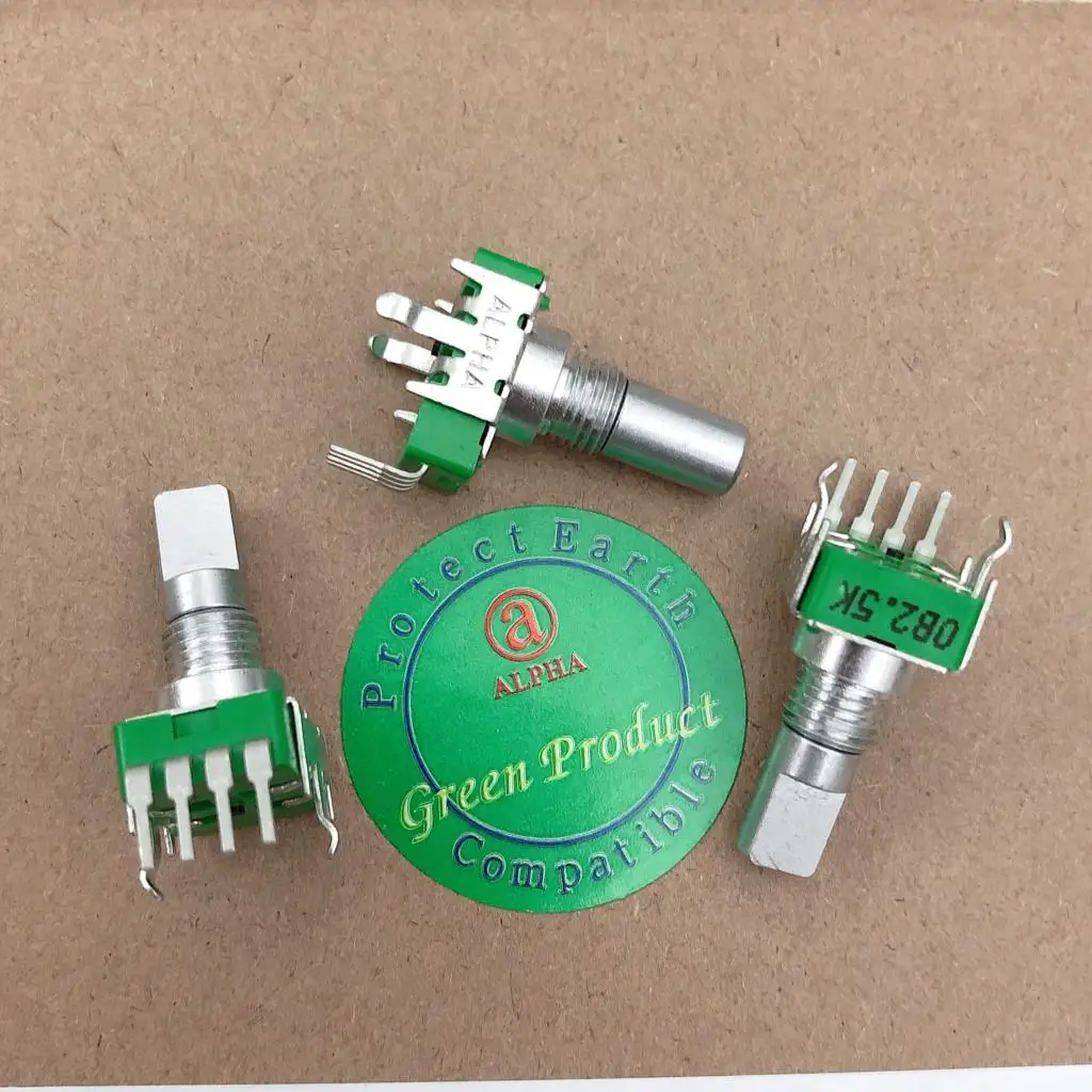 10pcs ALPHA GT10 Volume effect device OB2.5k OB20K Potentiometer 4 pins vertical 360° turn 0B20K shaft 15mm switch