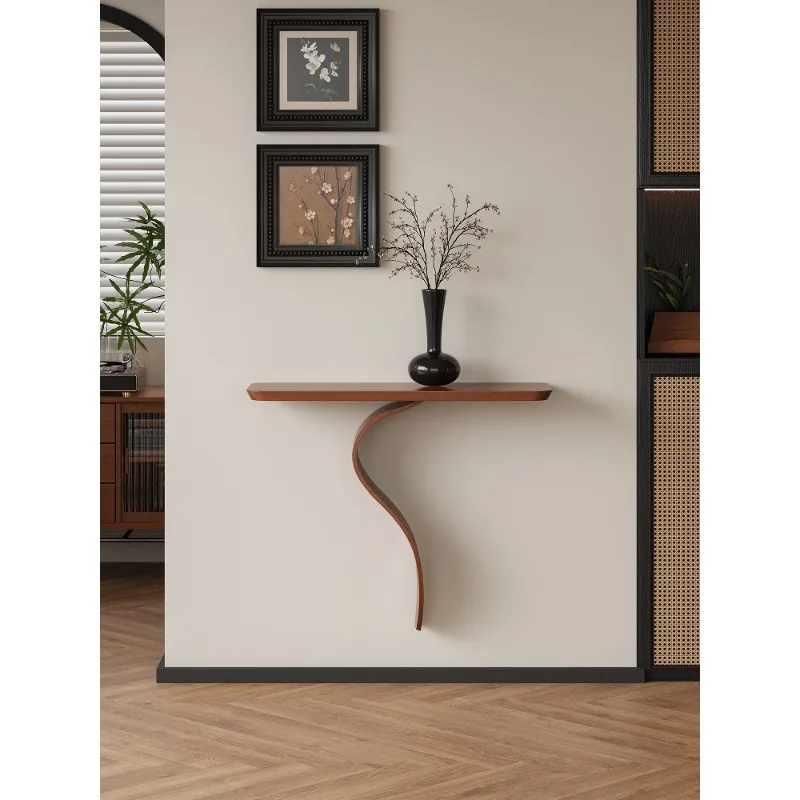 

Curved entryway table entrance hall hallway corridor aisle one-piece wall-hung entrance cabinet