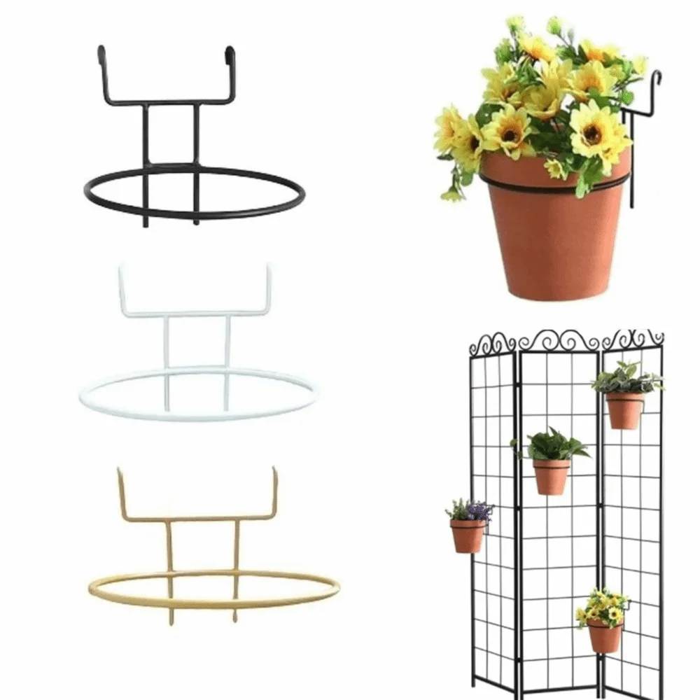 Iron Art Material Railing Flower Pot Hanger Space-saving Sturdy Structure Hanging Basket Holder Easy Installation Flower Holder