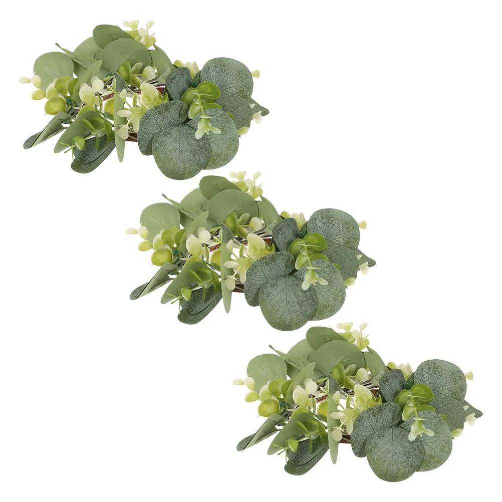 

3 Pcs Artificial Garland Eucalyptus Wreaths Leaves Leaf Plastic Cabinet for Kitchen Door All Seasons