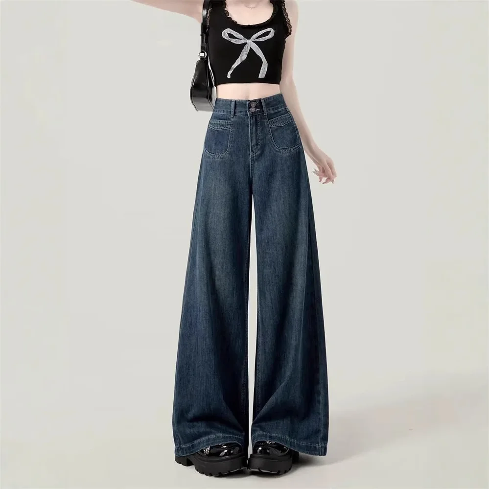 

Simple Temperament, Versatile Denim Trousers, Trendy, Lazy, Fashionable, Artistic, New Wide-leg Pants