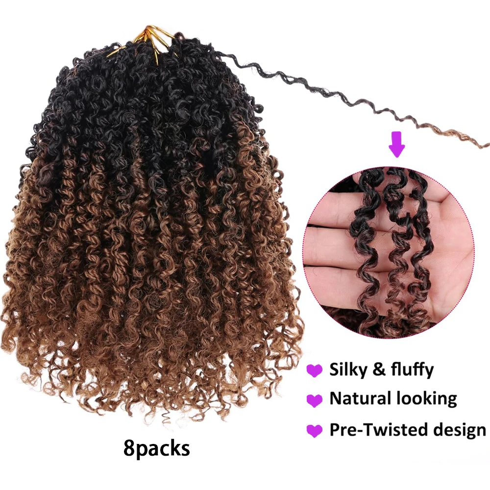 10-calowe syntetyczne, wstępnie zapętlone Yanky Twists Passion Spring Crochet Braiding Hair Short Pre-twisted Mini Curly Twist Crochet