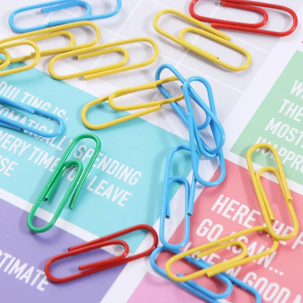 50PCS Mini Creative Metal Paper Clips Alloy Binding Bookmark Clip Colored Binder Clamps Office