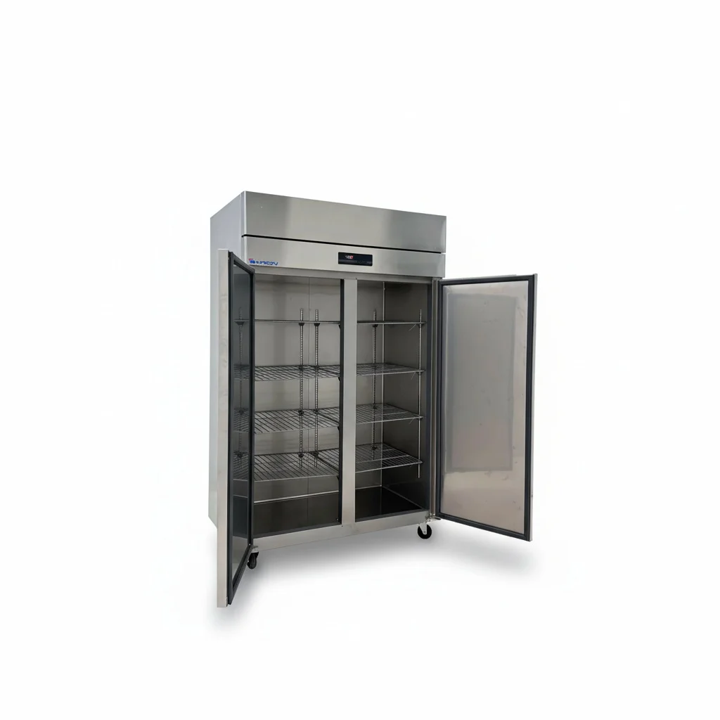 

Коммерческий холодильник из нержавеющей стали, вертикальный морозильный шкаф, мобильный охладитель 400 л, 950 л, 1500 л, современный демонстрационный холодильник-витрина