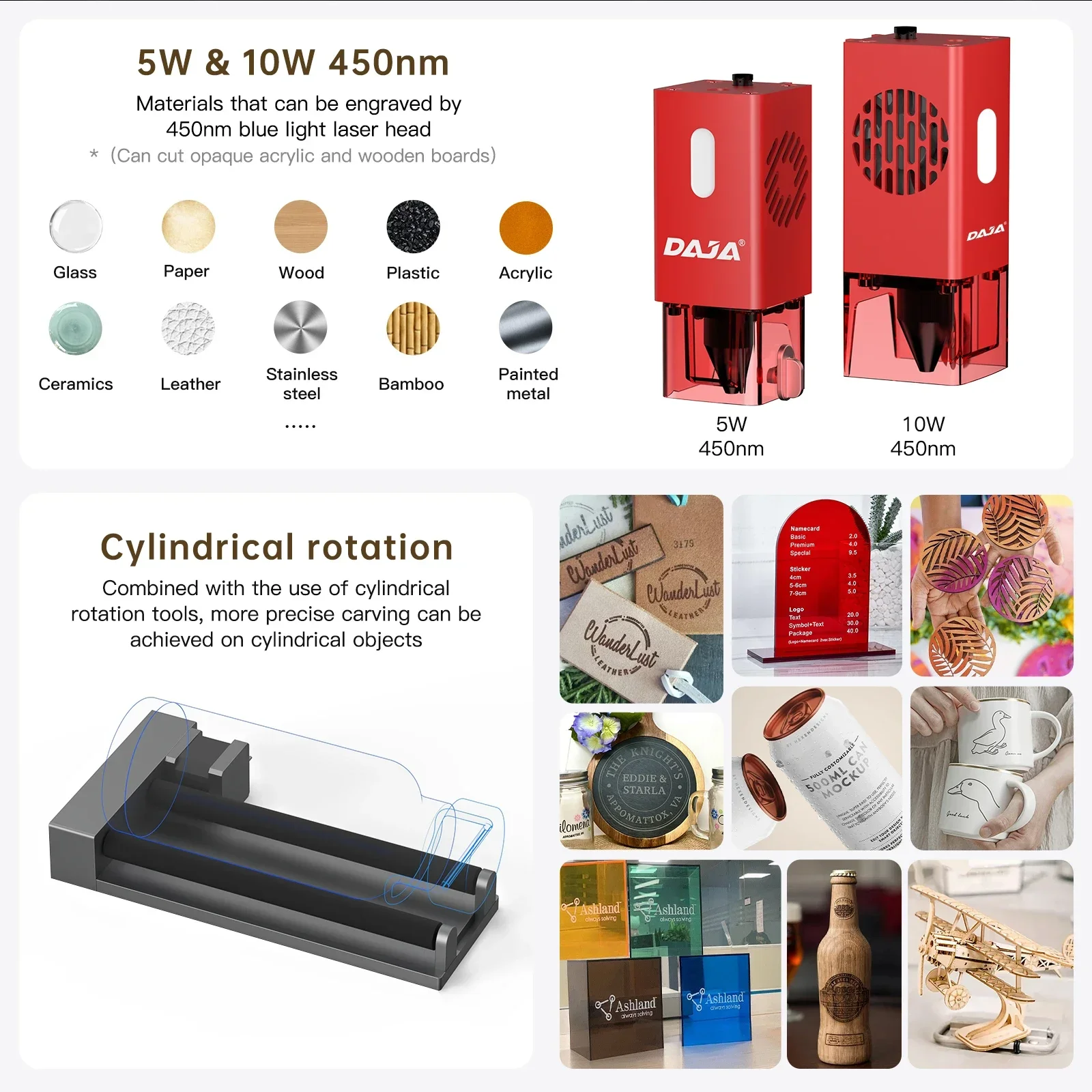 DAJA A6 Laser Engraver CNC Business Portable Fast Engraving Stainless Steel Painted Metal Cut Wood Acrylic Wood Paper Glass