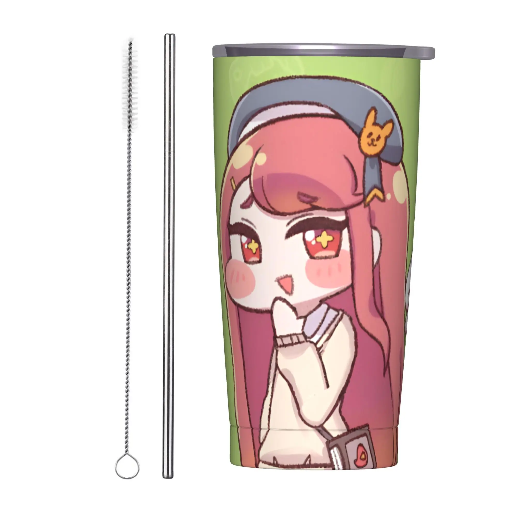Trickcal C-Chibi Go Games Tumbler Vacuum Insulated  Coffee Cups with Lid Straw Office Home Mug Spill Proof 20oz