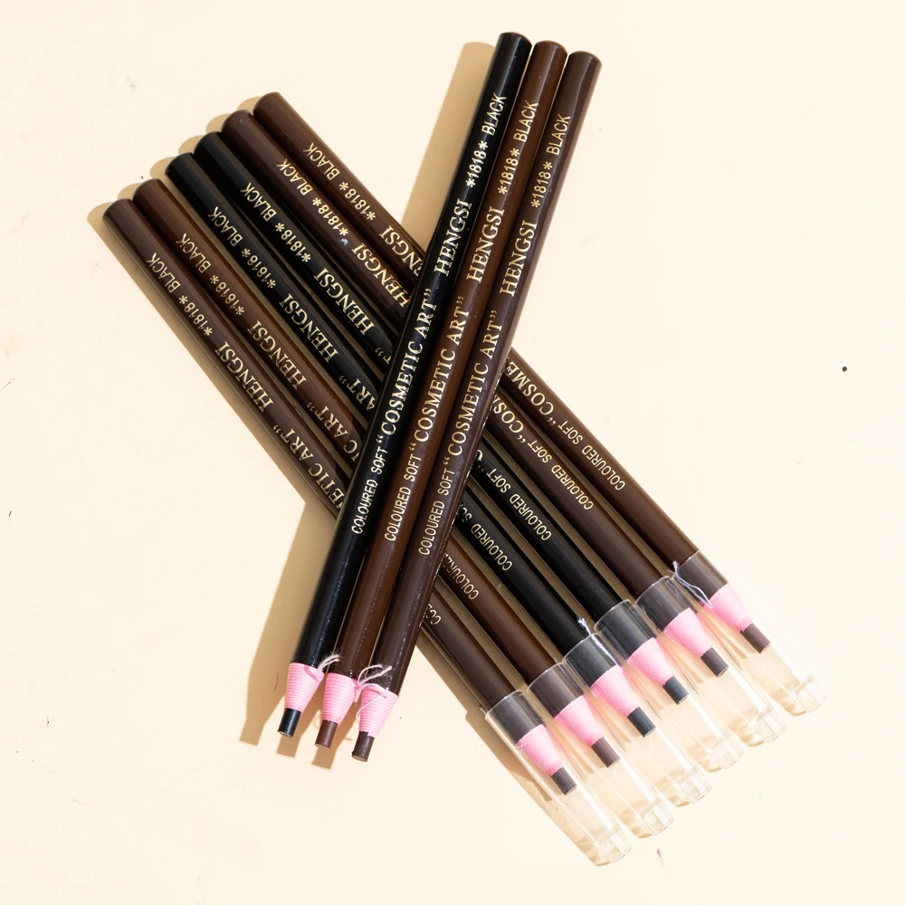 6개/3개 HENGSI 방수 및 내구성 있는 풀 아이브로우 펜슬 - 샤프닝 필요 없음 - 리필 및 제거 가능한 디자인!
