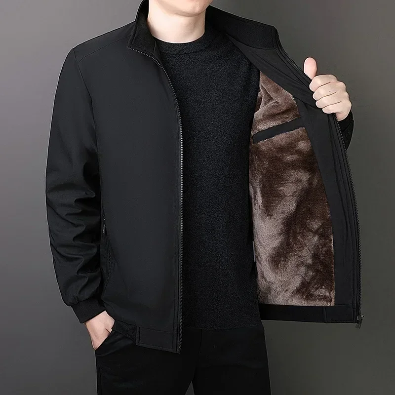 

Winter Jacket Men 2024 Autumn Solid Color Plush and Thick Coats Men Plus Size 8xl Stand Collar Warm Men Clothing