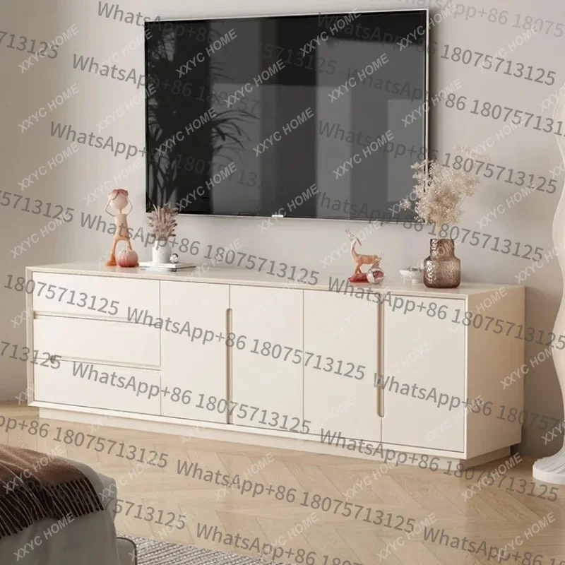 

L Minimalist TV Cabinet Bedroom Tailstock Floor Heightened Solid Wood Living Room Cream Style Floor Cabinet Storage Cabinet