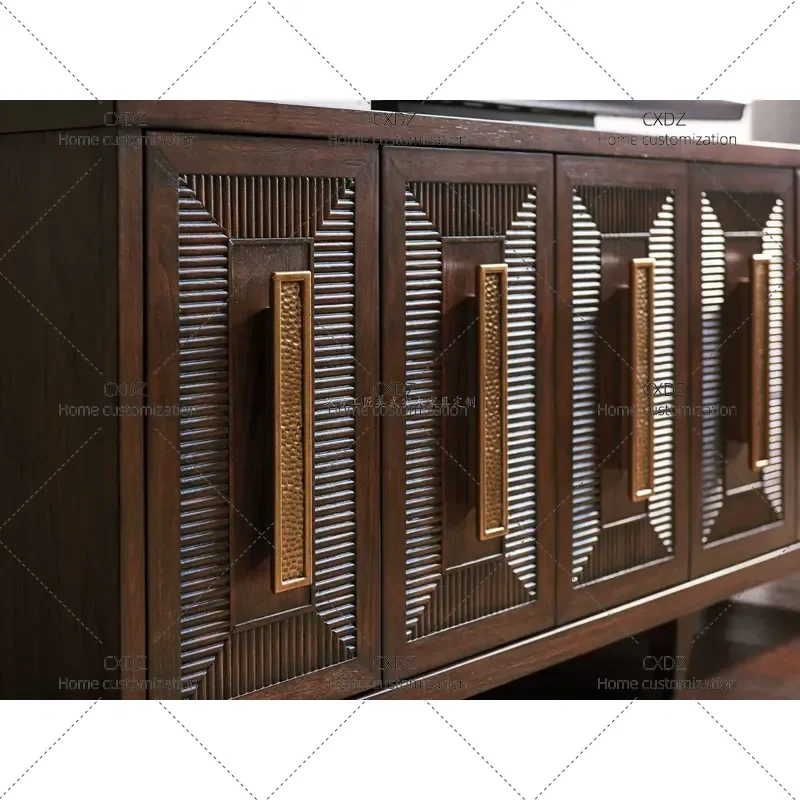 Modern Minimalist Solid Wood TV Cabinet Classical Simple Living Room Audio Visual Storage Unit Customizable Furniture