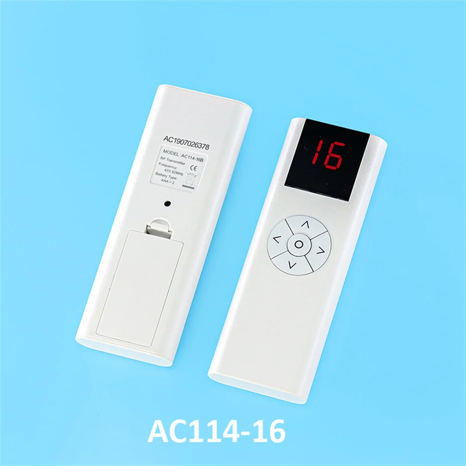 A-OK AC114-16CH Handheld Wireless Transmitter emitter Remote Controller for A-OK RF433 Curtain Motor/Tubular Motor,with battery