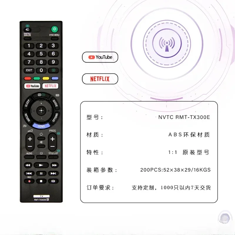 RMT-TX100D Remote Control Replacement for SONY AK59-00166A TV Remote Control for kd-65x8507c/8508c/509c/9305c RMT-TX100A/102D TV