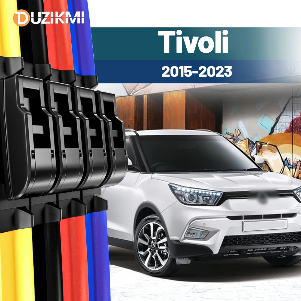 

For Ssangyong Tivoli 2015-2023 2016 2017 2018 2019 2020 2021 2022 2pcs Front Windshield Windscreen Wiper Blades Red Blue