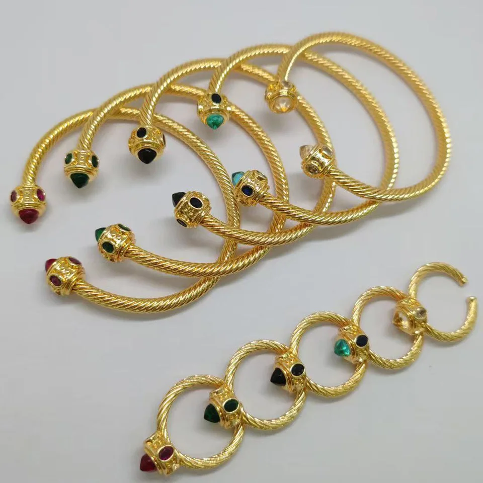 

Zlxgirl jewelry New arrival Cubic zircon bangle and ring wedding jewelry set fashion Women size Gold bracelet anel set