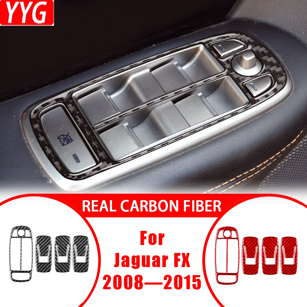 

Carbon Fiber Window Control Lifting Paenl Decal Cover Trim Modification Sticker Car Interior Accessories For Jaguar XF 2008—2015