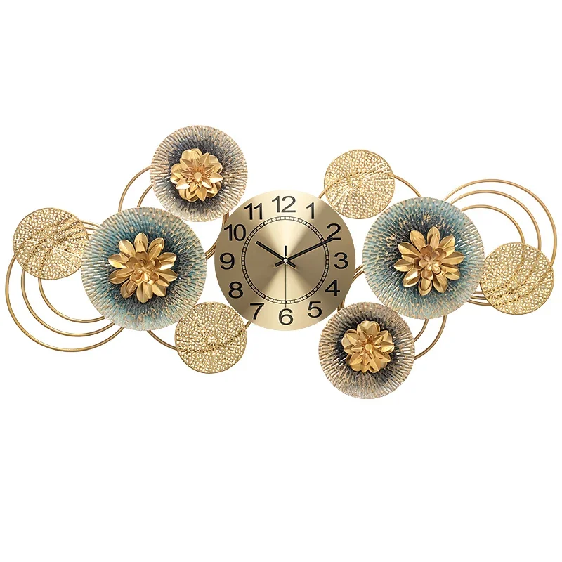 

Large Luxury Wall Clock Art Mural Creative Silent Mechanism Wall Watch Living Room Decoration