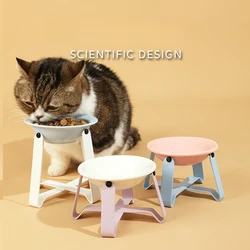 Pet Cat Bowl Colorful Cervical Protection Ceramic Food Water Bowl  Pet Bowl Rack Suit