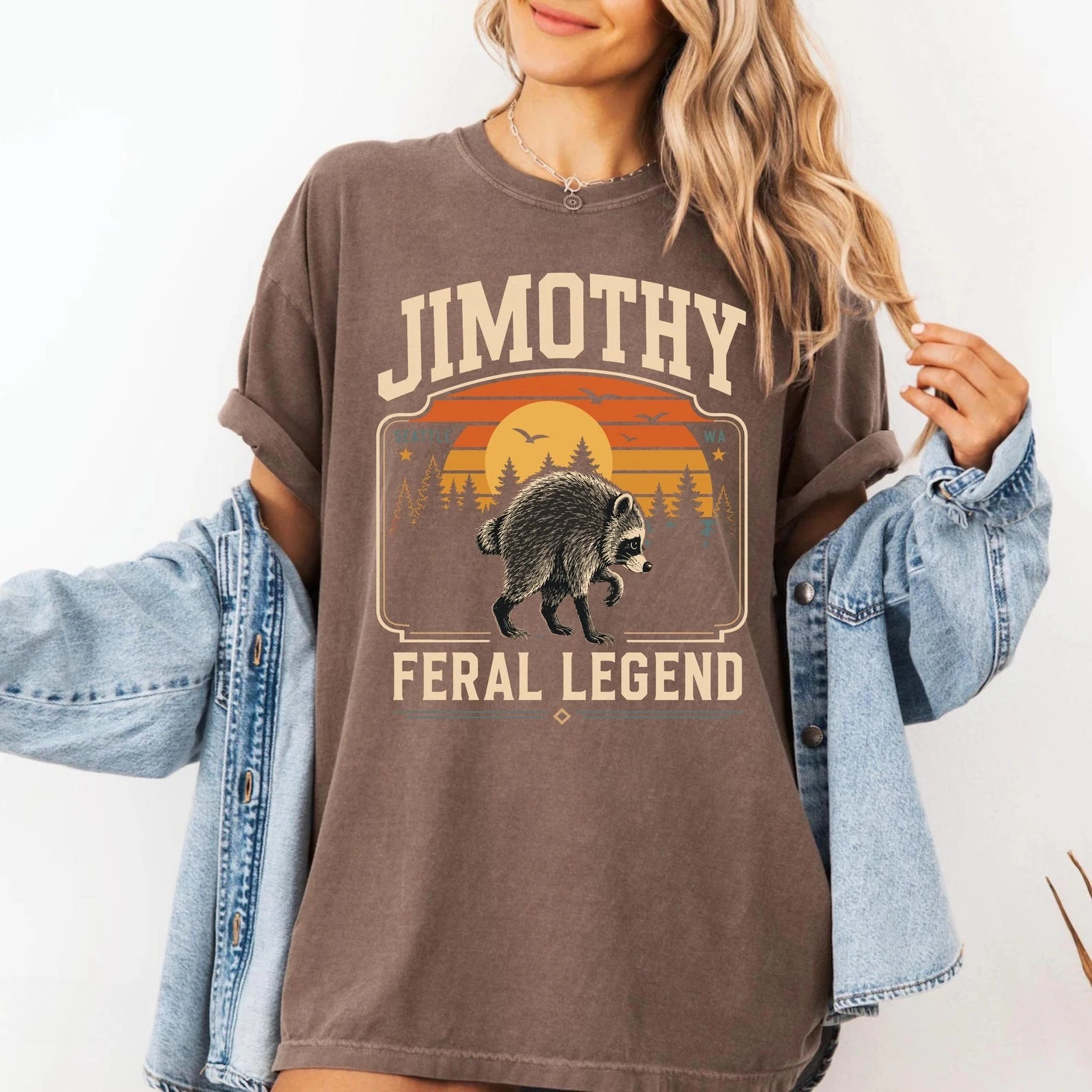 Retro Jimothy Raccoon Shirt Men Women Fun Animal Meme T-shirts Fashion Feral Animal Trash Raccoon Streetwear Tshirts