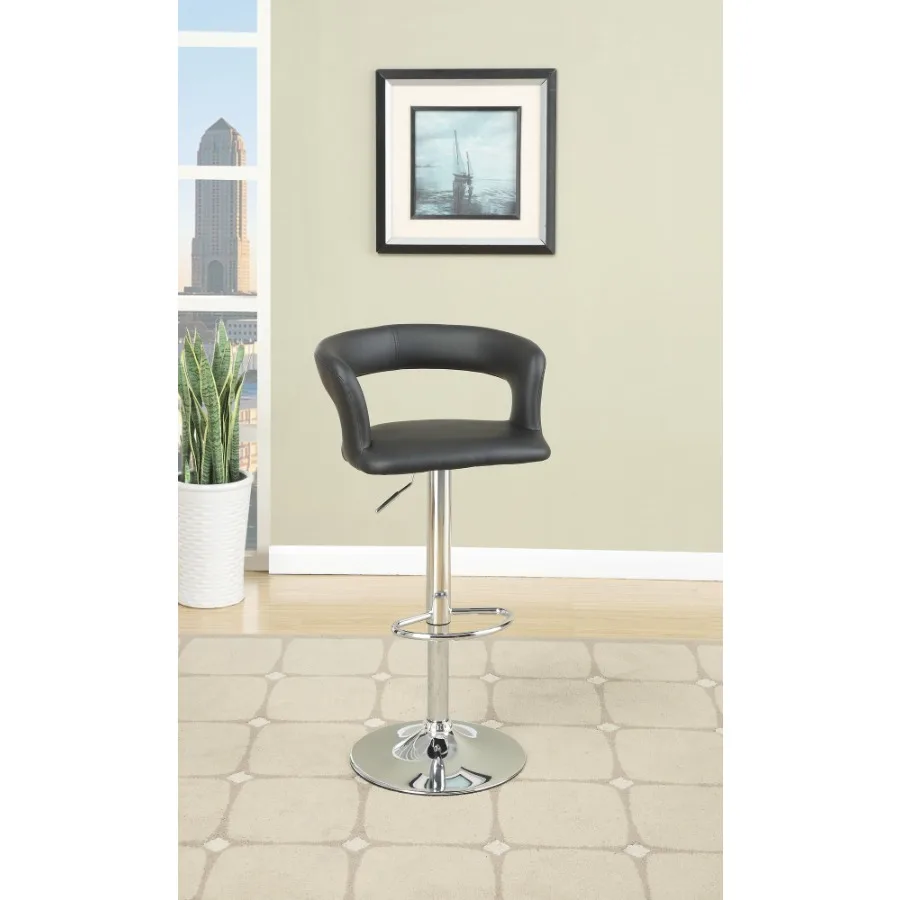 

Bar Stool Counter Height Chairs Set of 2 Adjustable Height Kitchen Island Stools Black PVC Faux Leather
