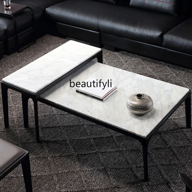 Italian Modern Living Room Tea Table Sets Nested Tables Combination Minimalist New Chinese Marble Tea Table