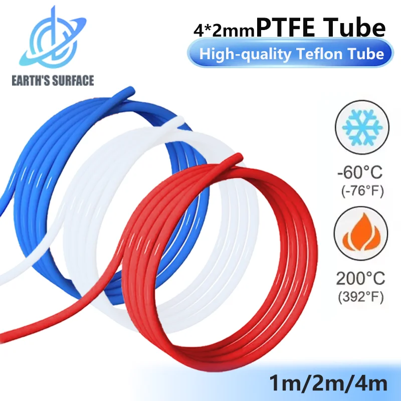 Tubo de PTFE de 4x2mm, blanco, negro, azul, para Creality Ender 3/Pro Ender 5/Pro CR-10/10S, 1M/2M/4M, para tubo de alimentación de filamento de teflón de 1,75mm