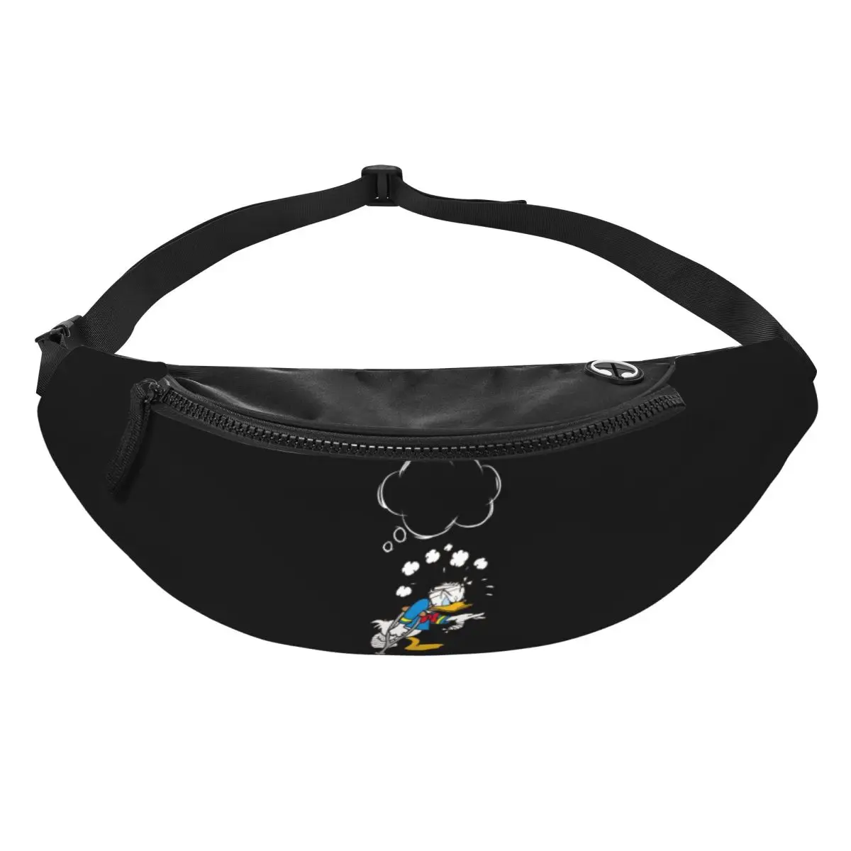

Custom D-Donald Anime Duck Fanny Pack Men Women Casual Crossbody Waist Bag for Hiking Phone Money Pouch