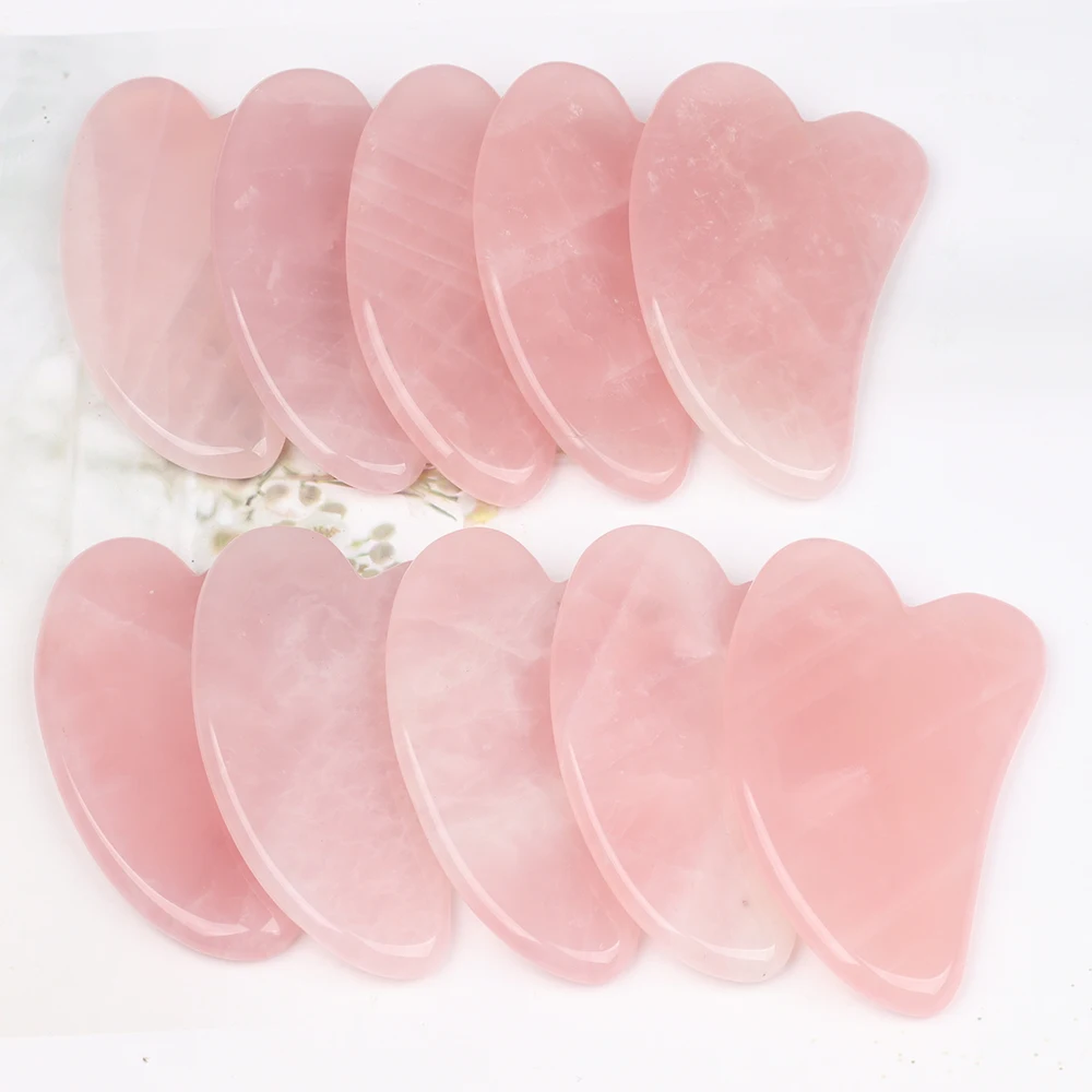 10 Pcs/Set Face Gua Sha Tool Natural Rose Quartz Skin Health Care Massager Body Eye Head Crystal Mineral Stone Beauty Product