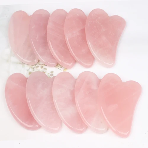 10 unids/set cara Gua Sha herramienta cuarzo rosa Natural cuidado de la salud de la piel masajeador cuerpo ojo cabeza cristal Mineral piedra producto de belleza