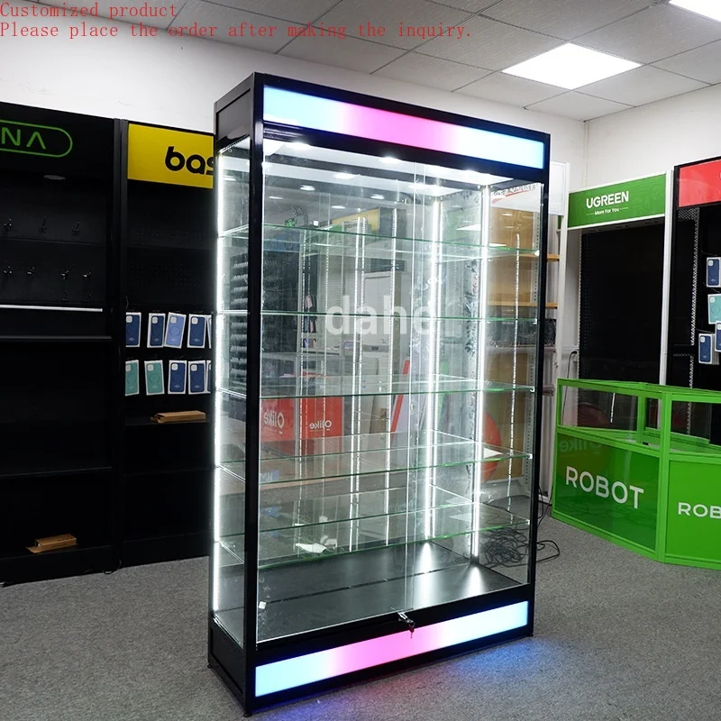 

Custom.Smoke and Tobacco Shop Glass Display Showcase Smoke Shop Decorative Display Cabinet Show Case for Grocery Store Display
