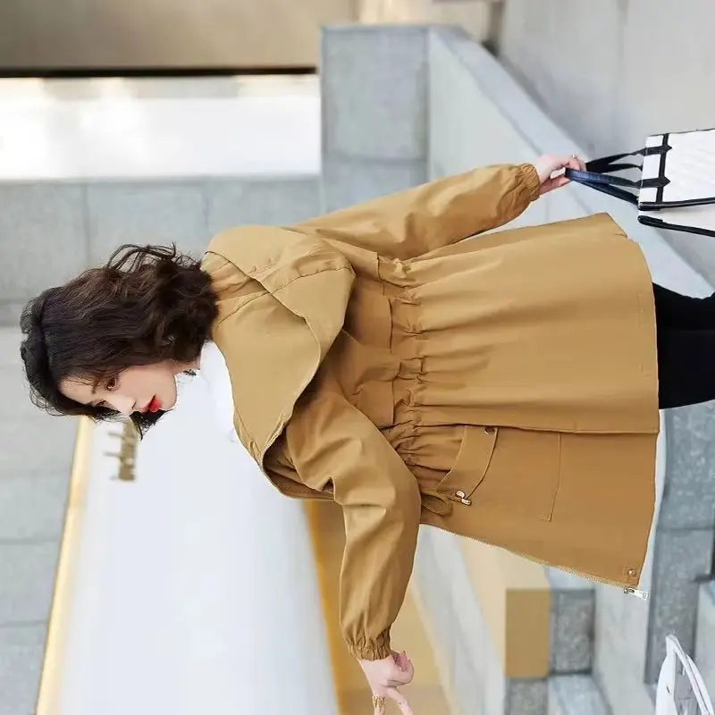 

Double With Lining Women Thin Trench Coat Spring Summer New Female Korean Slim lace-up Windbreaker Ladies Overcoat 3XL