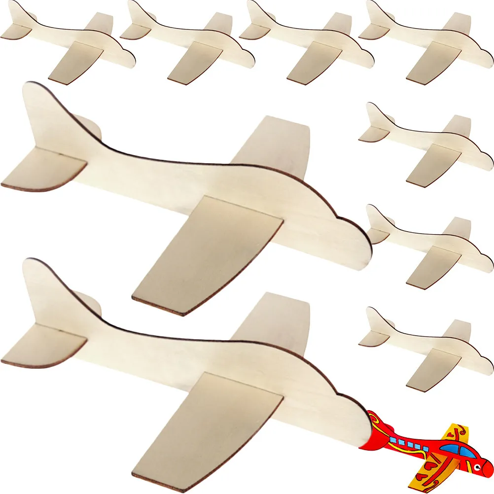 

10Pcs Wooden Airplane Puzzle Kit for Kids Safe Rounded Edges Blank Surface for Graffiti Painting DIY Assembly Educational Craft