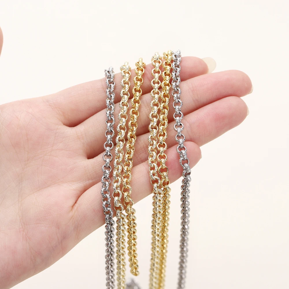 0.5/1m/pack 14K/18K Gold Color Plated Copper Flat Cross Chains for DIY Necklace Chains Jewelry Making Findings Supplies