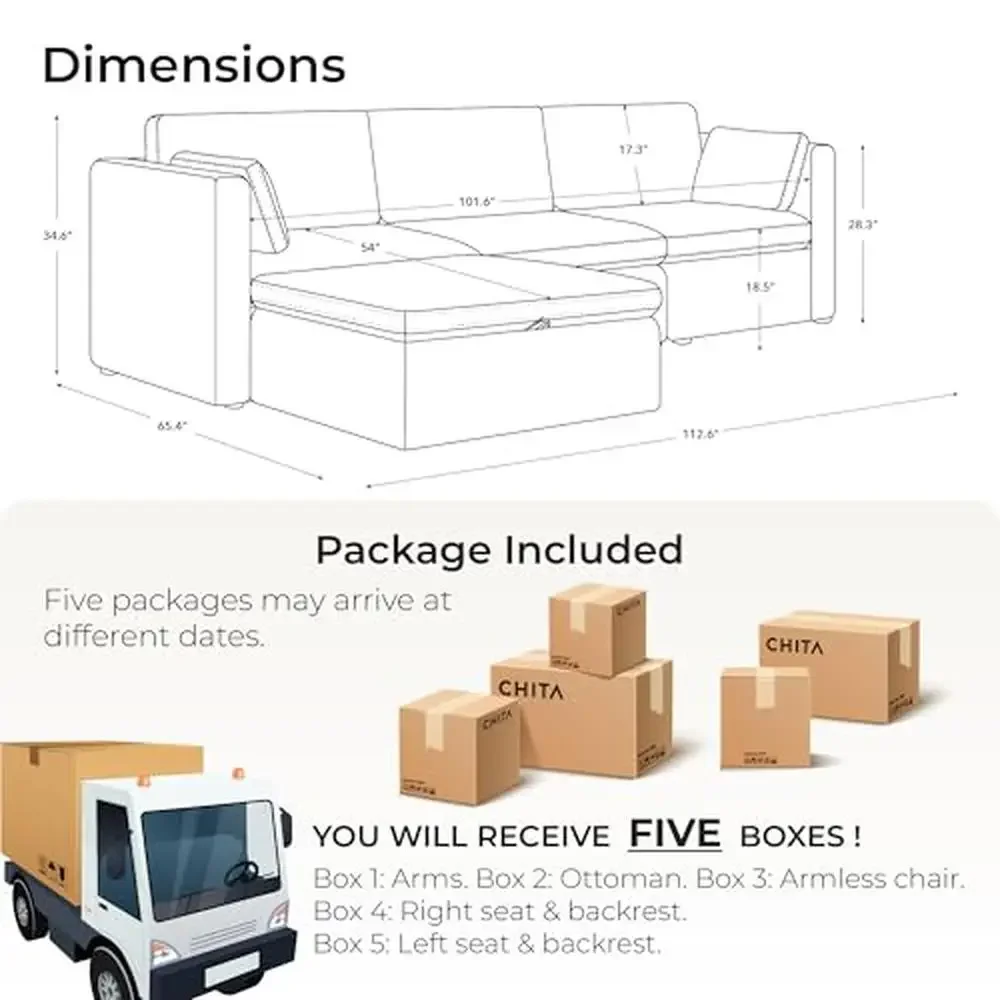 Extra Large Modular L-Shaped Sofa Set FSC Certified Comfortable Reversible Chaise Couch High Density Foam Oversized Sectional