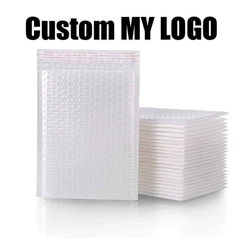 Custom LOGO personalised white poly mailer envelopes shipping bags White Poly Bubble Mailers White Bubble Mailing Bag