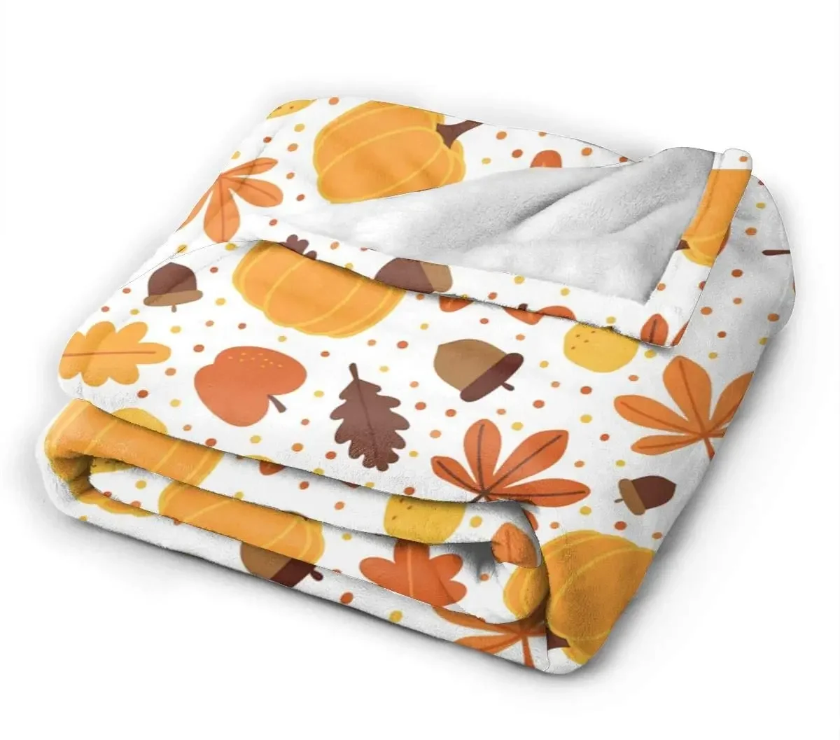 Fall Pumpkin Autumn Leaves Soft Throw Blanket Lightweight Flannel Fleece Blanket for Couch Bed Sofa