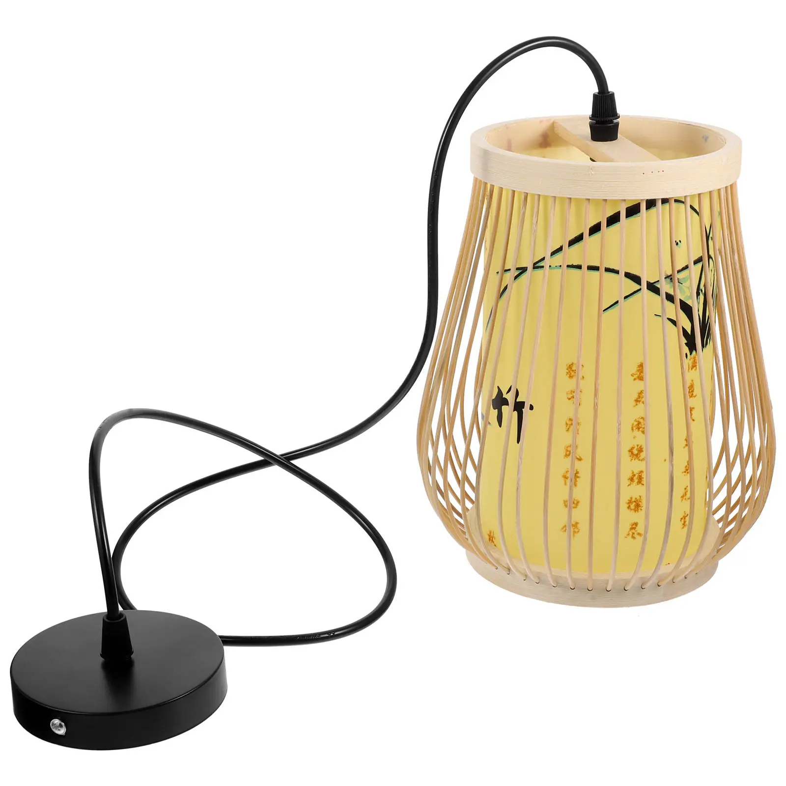 1Set Bamboo Ceiling Light Exquisite Bamboo Craft Hanging Lamp Simple Structure Easy Install Cozy Illumination for Dining Room
