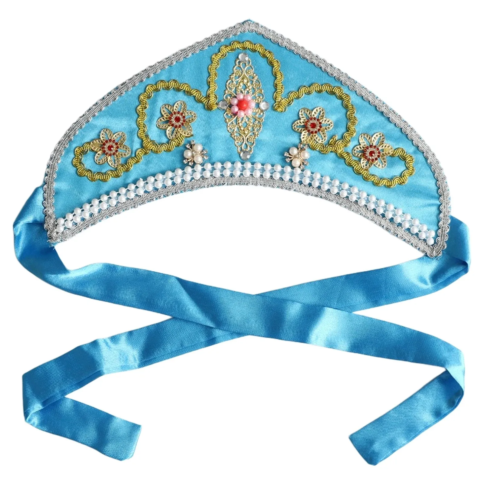 الروسية العرقية الأقلية أغطية الرأس النساء اليدوية للطي عقال عصر النهضة تيودور تاج الرقص الوطني مطرز غطاء الرأس الإيكان #3