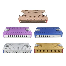 Bandeja de esterilización de aleación de aluminio, caja de desinfección de una sola capa, herramientas de cirugía autoclavables