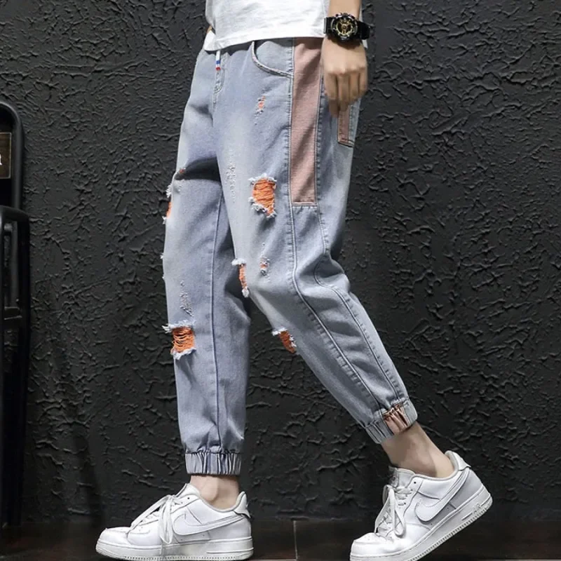 Taps toelopende herenjeans Harajuku Xs Y2k-broek Street chic Koreaanse mode-esthetische 2025, Kpop-stijl gewassen luxe mannelijke cowboybroek