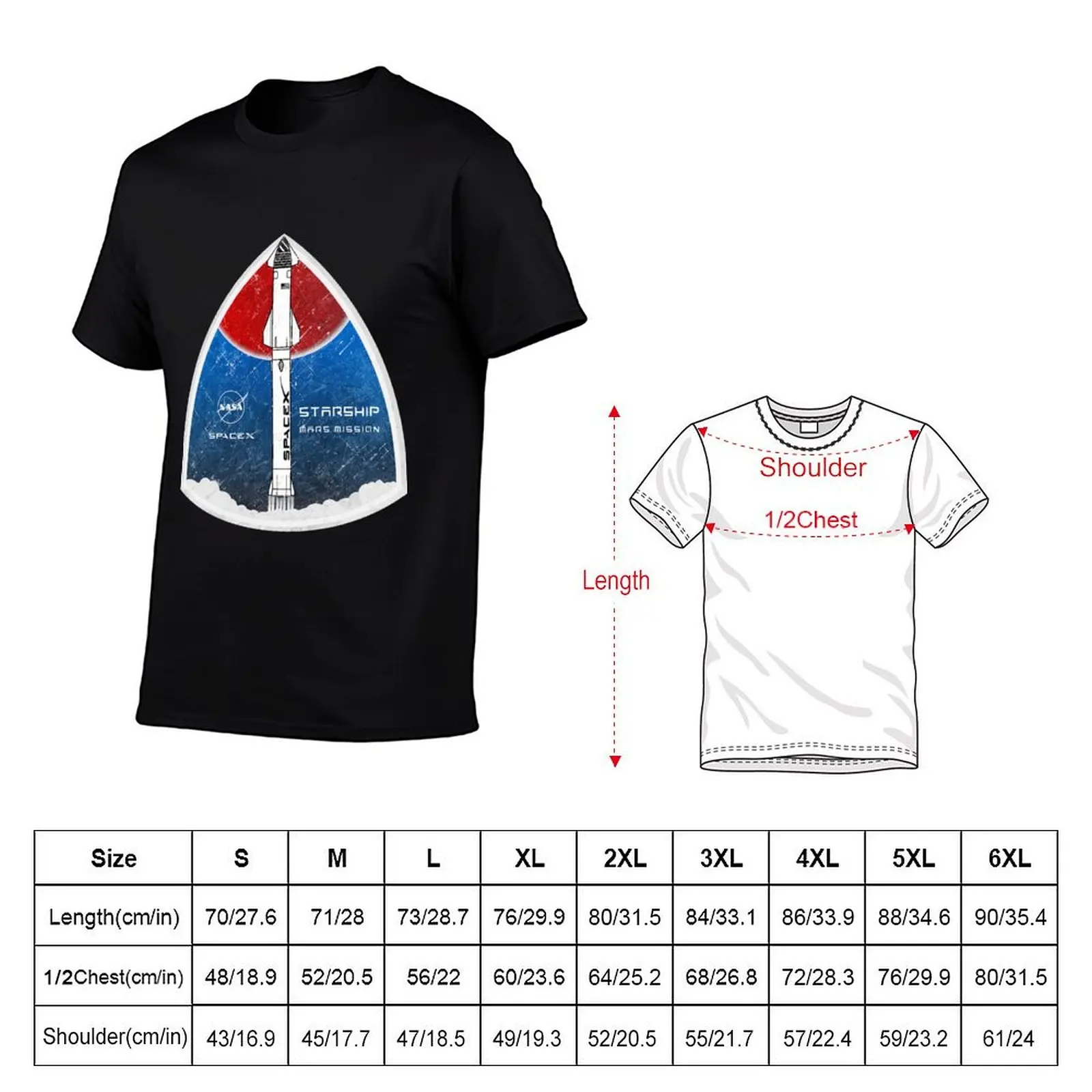 Starship: Mars Mission T-Shirt quick drying tops graphic shirts vintage clothes compression shirt men